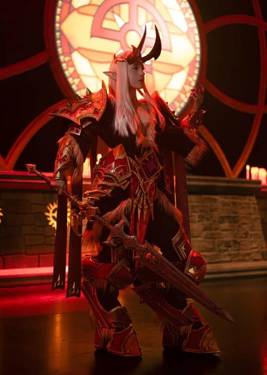 OshleyCosplay as Denathrius from WoW (image via u/oshleycosplay on Reddit)