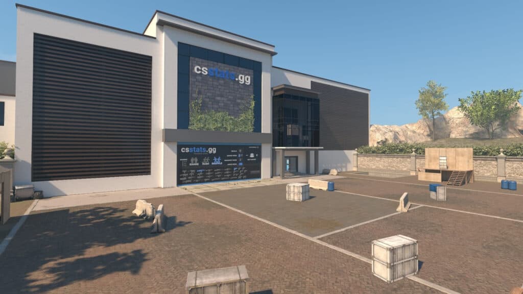 <em>The outdoor training zone has plenty of cover (Image via Valve)</em>