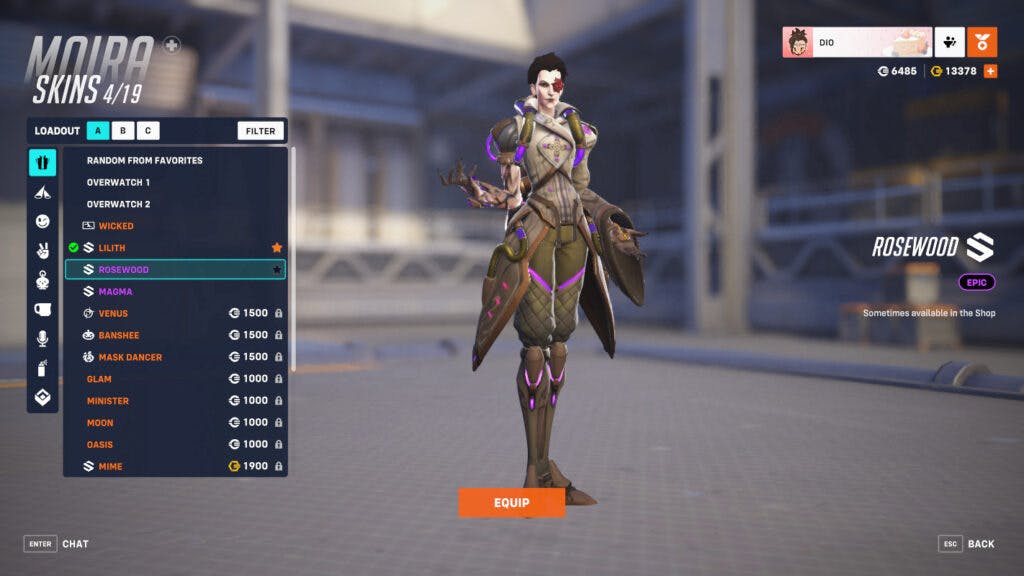 Overwatch 2 Rosewood Moira skin (Image via Blizzard Entertainment)