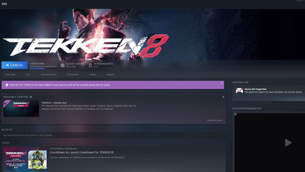 Tekken 8 unpacking screenshot (Image via esports.gg)