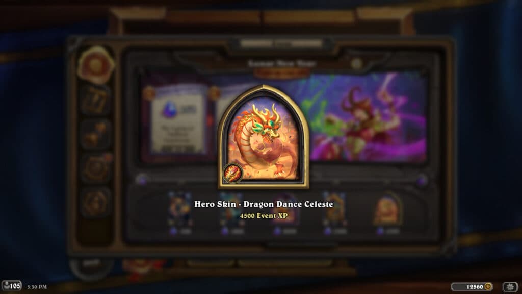 Hearthstone Dragon Dance Celeste hero skin (Image via Blizzard Entertainment)
