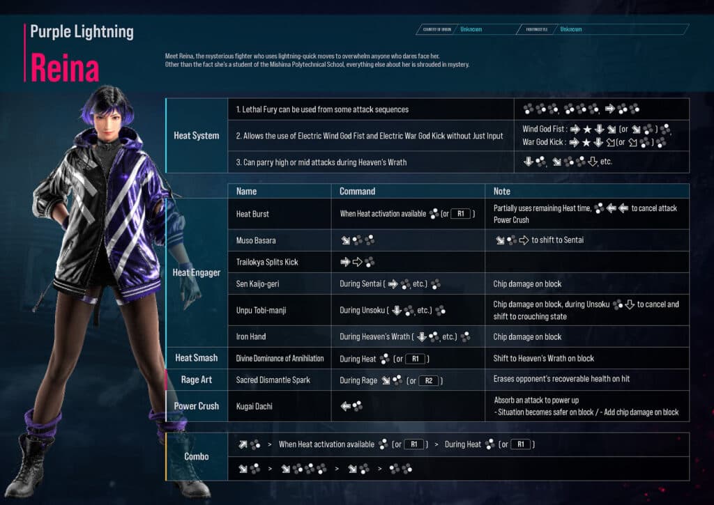 Tekken 8 Reina combos (Image via Bandai Namco Entertainment)
