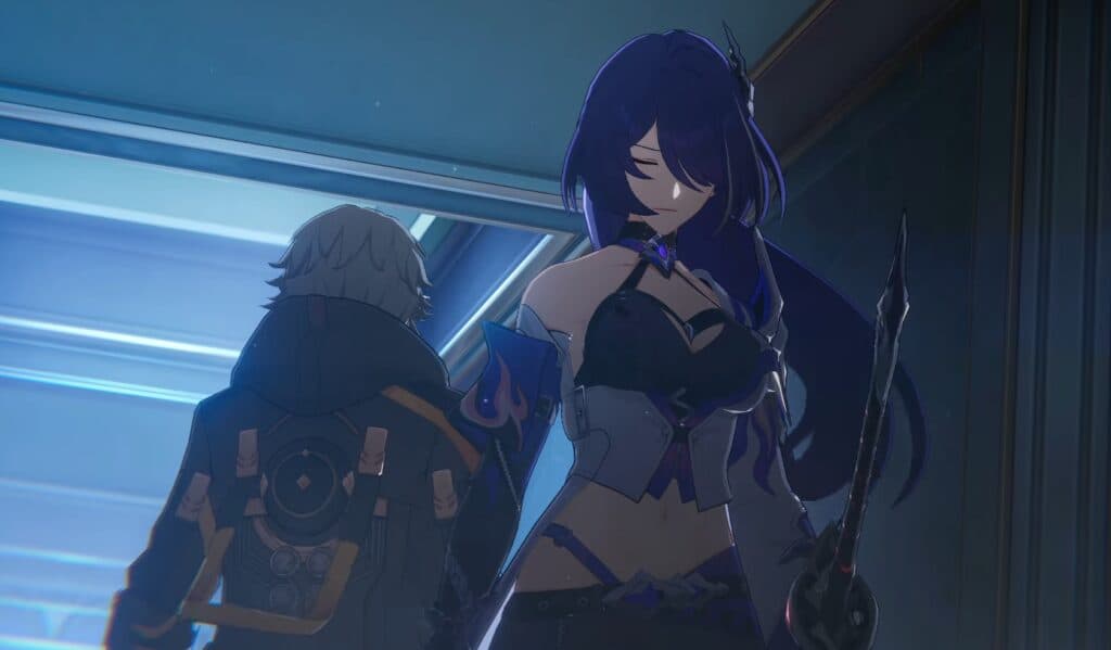 Acheron in her first in-game cut scene as part of Honkai Star Rail version 2.0