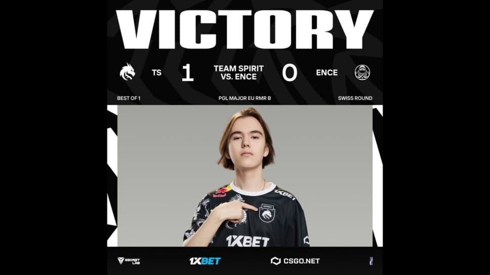 Team Spirit 13-0s ENCE, donk goes 2.41 rating to start RMR B cover image