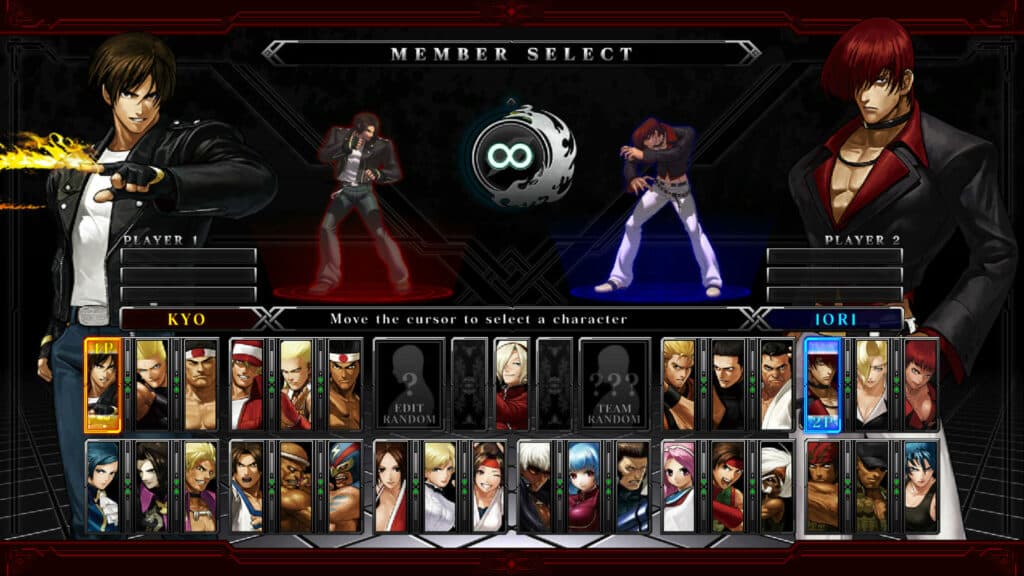 KOF XIII GM member select screen (Image via SNK Corporation)