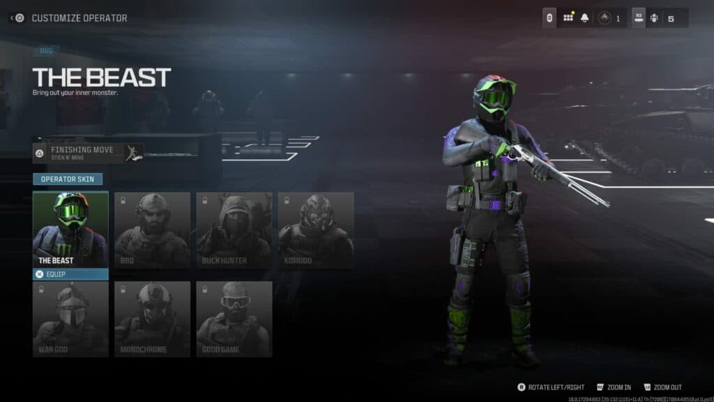 Customize BBQ to put on the free Monster skin (Screenshot via esports.gg)