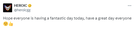 Heroic's social media doesn't lose an opportunity (Image via X)