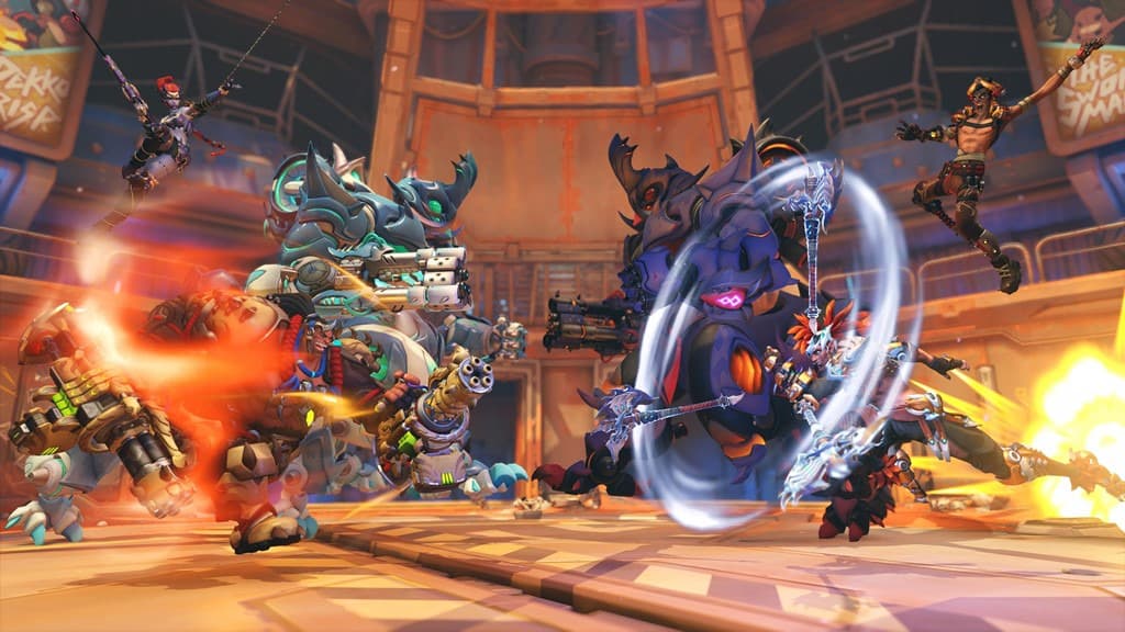Widowmaker, Orisa, Mauga, Junker Queen, and Junkrat in Overwatch 2 (Image via Blizzard Entertainment)