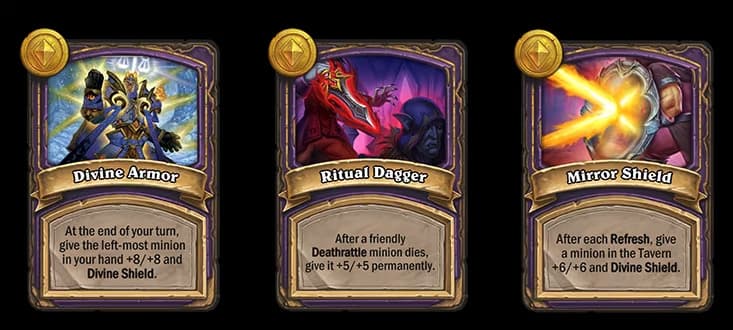 Divine Armor, Ritual Dagger, and Mirror Shield (Images via Blizzard Entertainment)