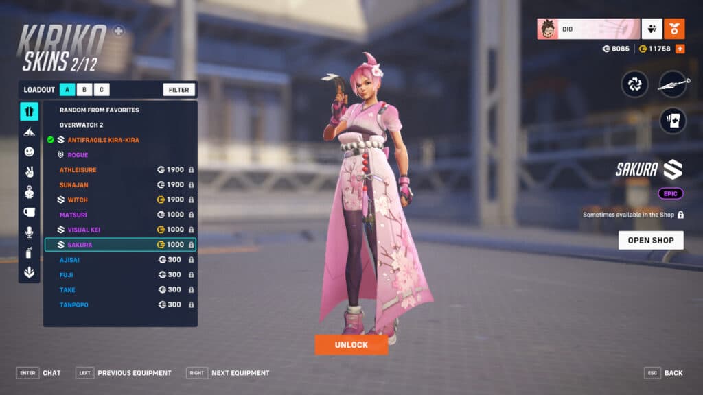 Overwatch 2 Cherry Blossom Kiriko skin (Image via Blizzard Entertainment)