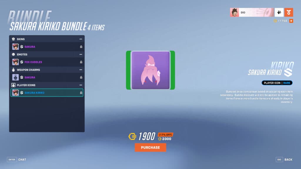 Sakura Kiriko player icon (Image via Blizzard Entertainment)