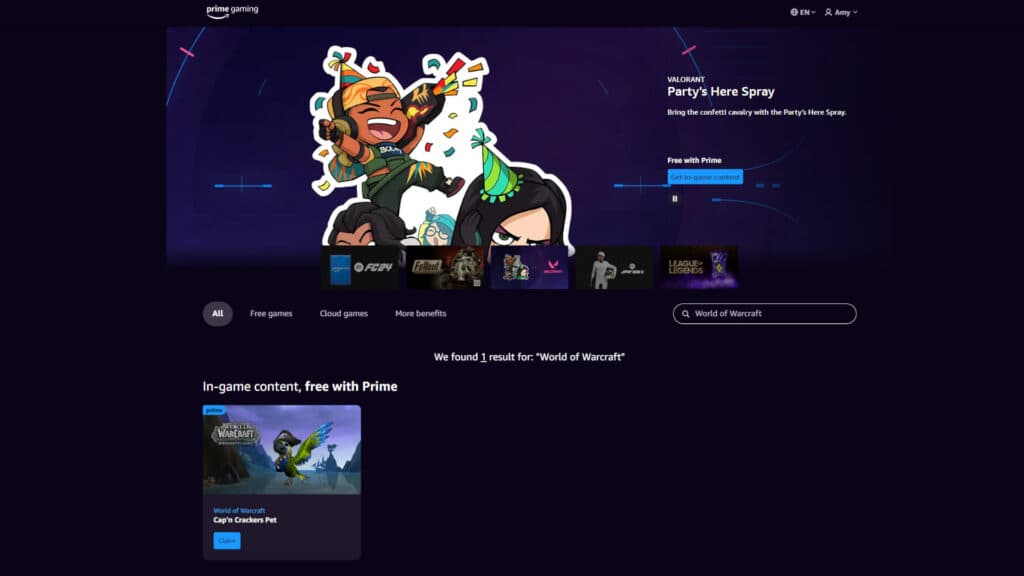 Prime Gaming's World of Warcraft offer (Image via Prime Gaming)