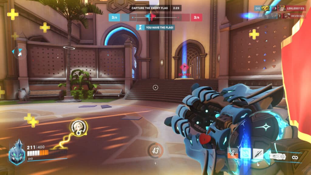 Orisa carrying the flag (Image via Blizzard Entertainment)