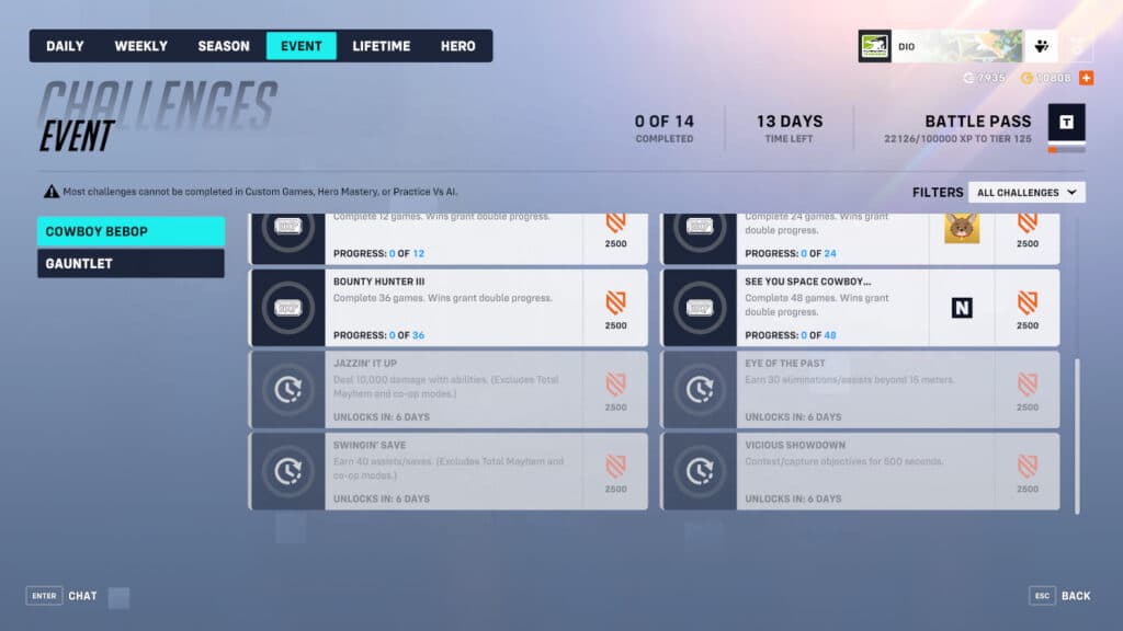 Challenges screenshot (Image via Blizzard Entertainment)