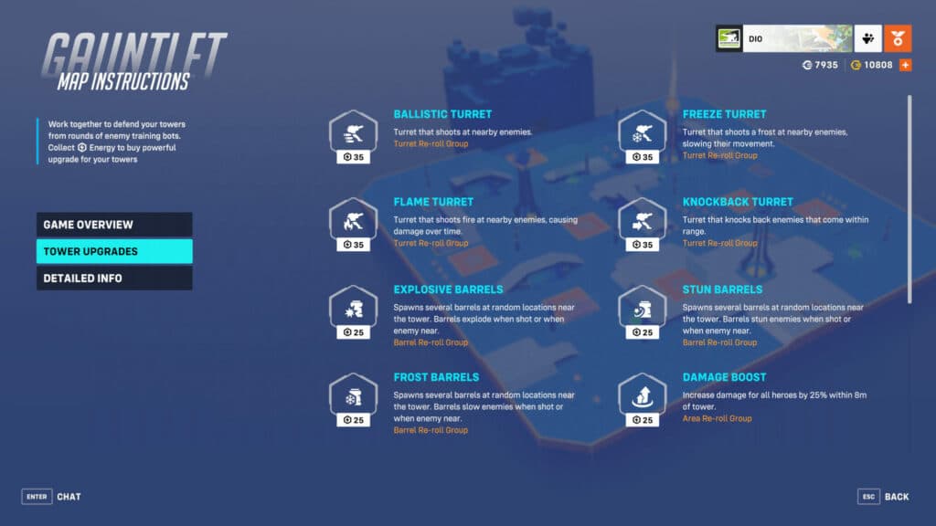 Overwatch 2 Hero Mastery Gauntlet turrets and barrels (Image via esports.gg)