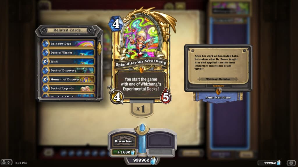 Splendiferous Whizbang in Hearthstone (Image via Blizzard Entertainment)