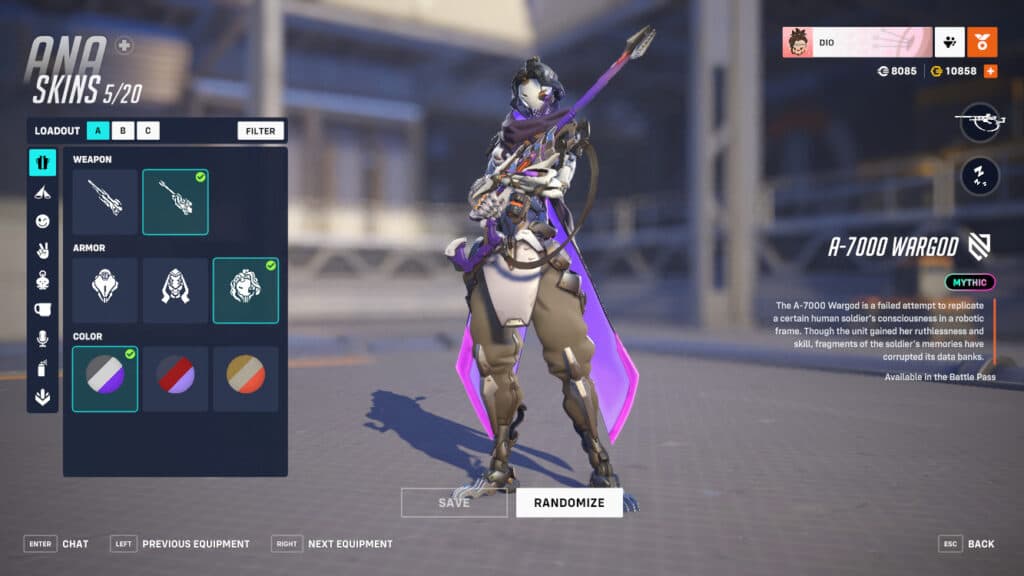 Ana's mythic skin and upgrades (Image via Blizzard Entertainment)