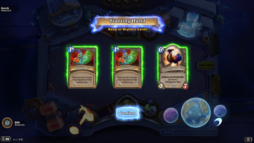 Mulligan phase (Image via Blizzard Entertainment)