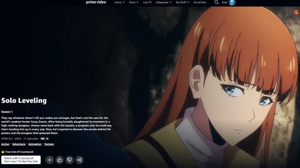 Where to watch the Solo Leveling anime (Image via Prime Video)