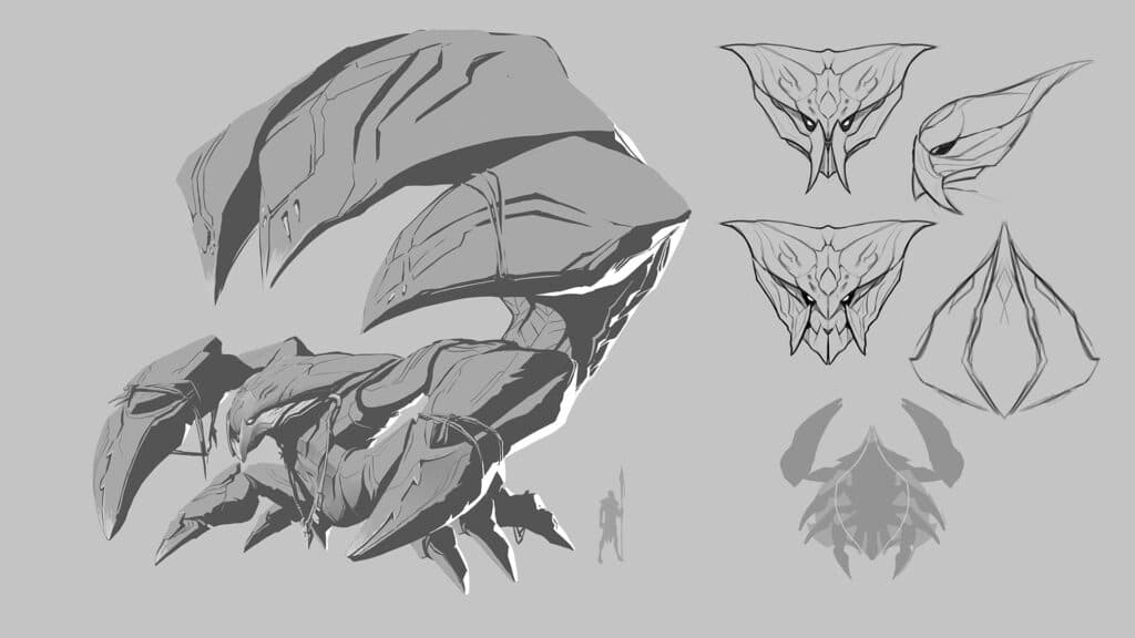 Skarner visual update sketches (Image via Riot Games)