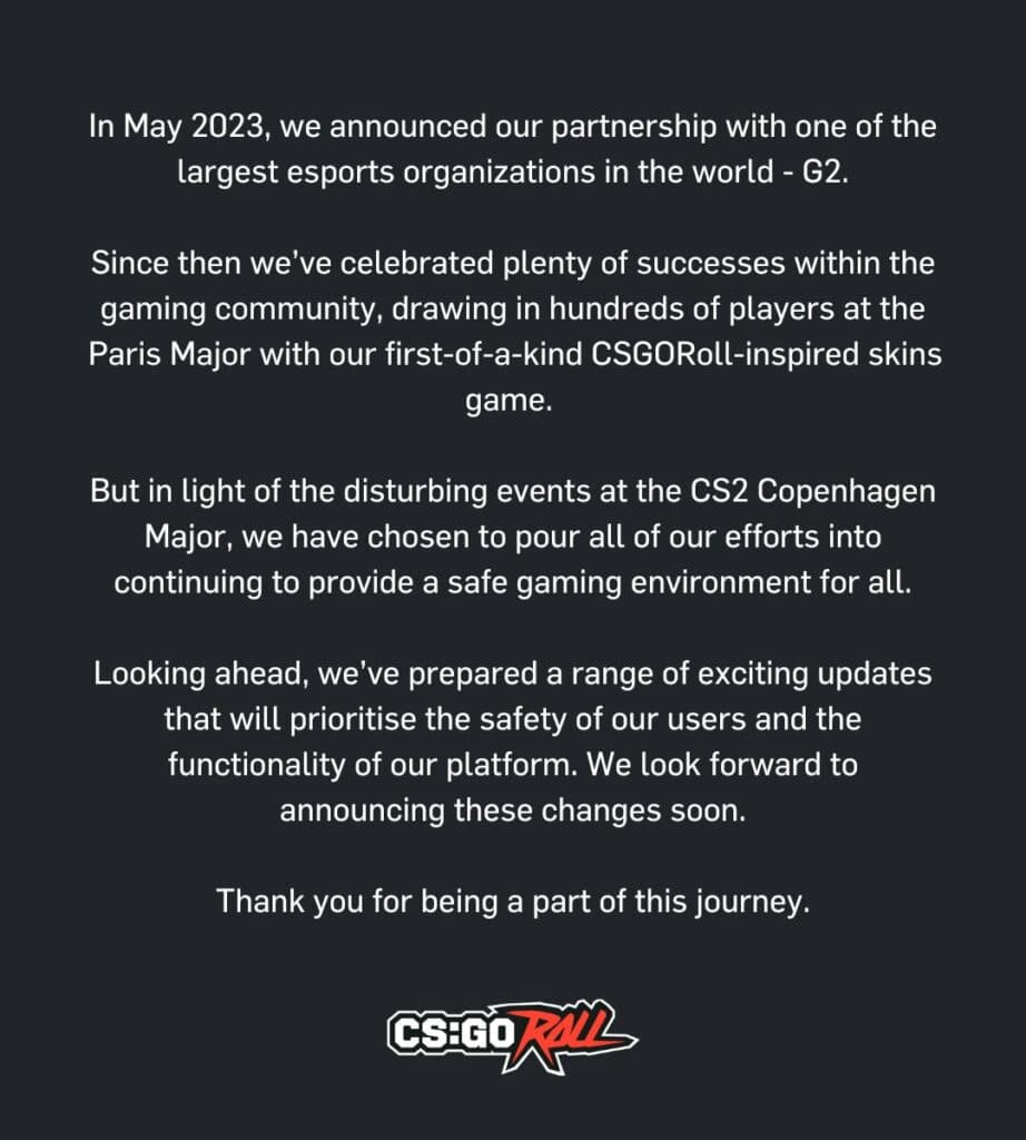 The ambiguous wording is confirmed by G2's updated sponsor list (Image via CSGORoll)