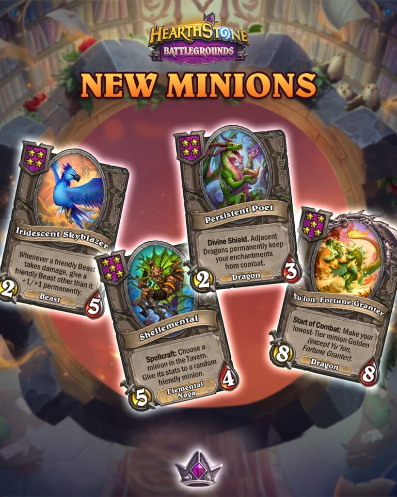 New Hearthstone Battlegrounds minions (Image via Blizzard Entertainment)