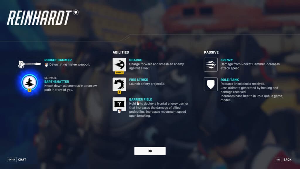 Mirrorwatch Reinhardt abilities (Image via esports.gg)