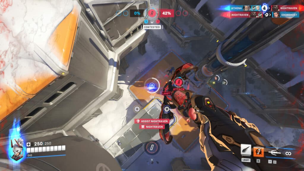 Screenshot of Mirrorwatch Mercy shooting rockets (Image via esports.gg)