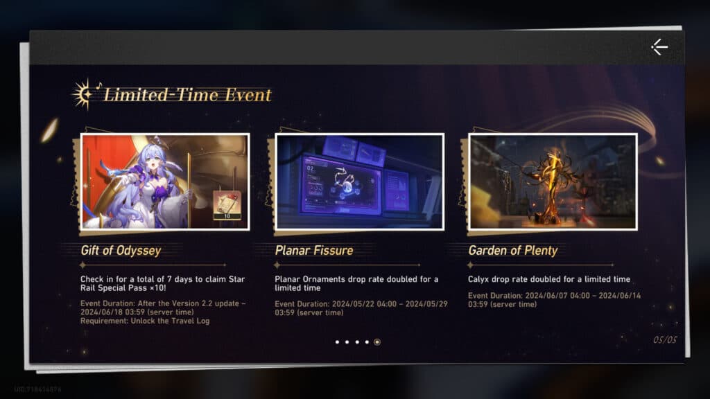 Limited-time events in Honkai: Star Rail 2.2 (image via esports.gg)