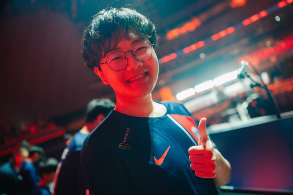 Lu "Betty" Yu-hung of PSG Talon competes on stage during MSI Play-Ins at the Chengdu Financial City Performing Arts Center in Chengdu, China on May 01, 2024 (Image via Colin Young-Wolff/Riot Games)