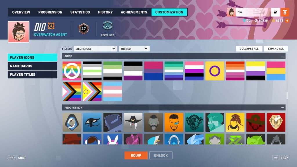Overwatch 2 Pride player icons (Image via esports.gg)