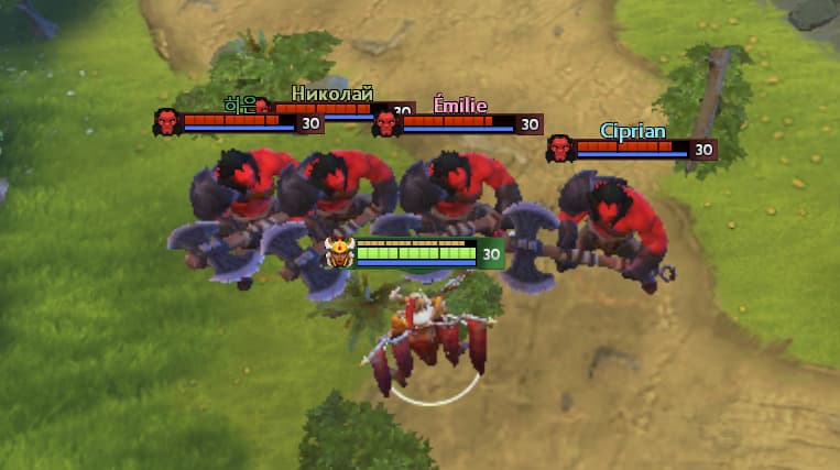 Legion Commander's shield after she dealt 1,746 damage.