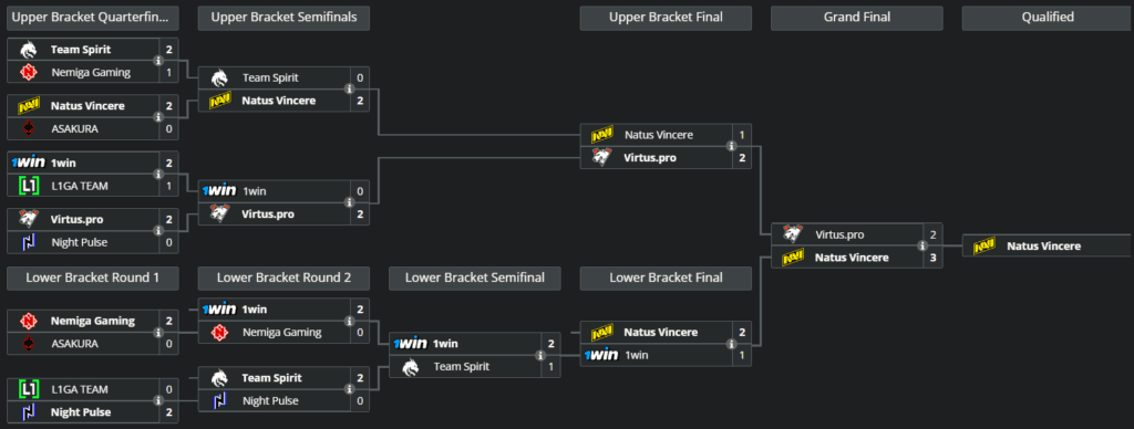 NAVI defeated Team Spirit and Virtus.pro to win the DreamLeague Season 23 qualifier.