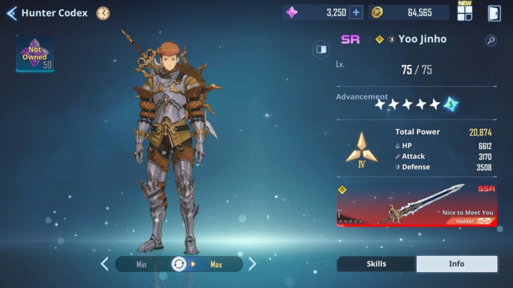 Screenshot of Yoo Jinho in Solo Leveling: ARISE (Image via esports.gg)