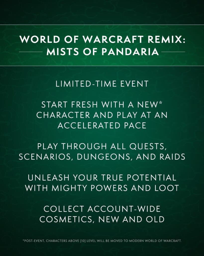 What to expect in WoW Remix: Mists of Pandaria (Image via Blizzard Entertainment)