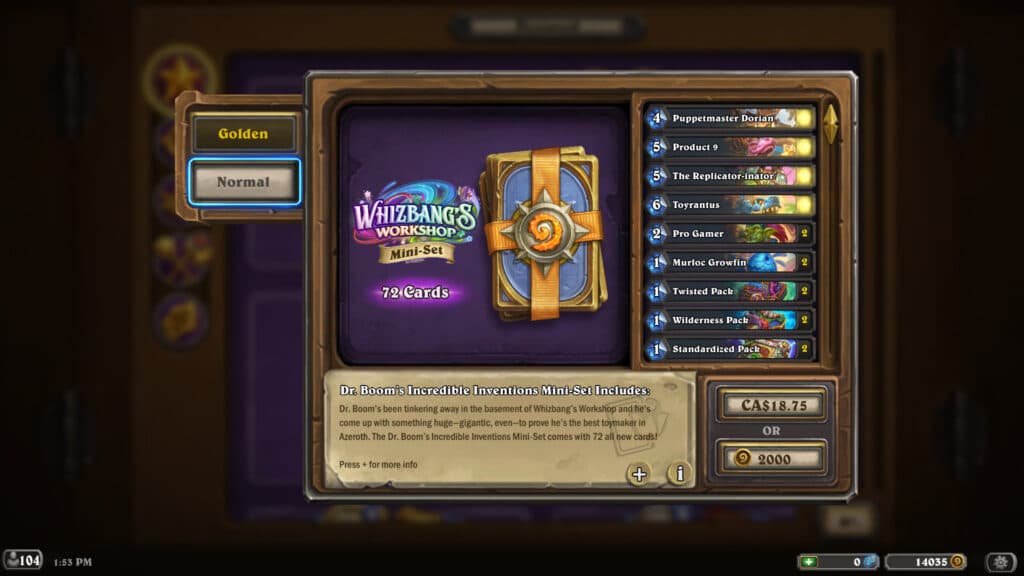 Dr. Boom’s Incredible Inventions Mini-Set cost screenshot (Image via esports.gg)