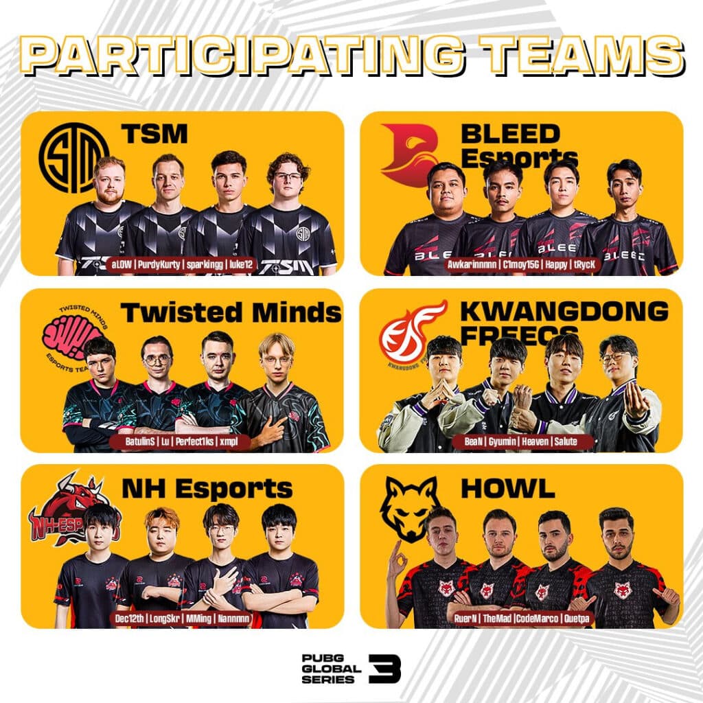 PGS 3 Group Stage teams (Image via PUBGEsports on X)