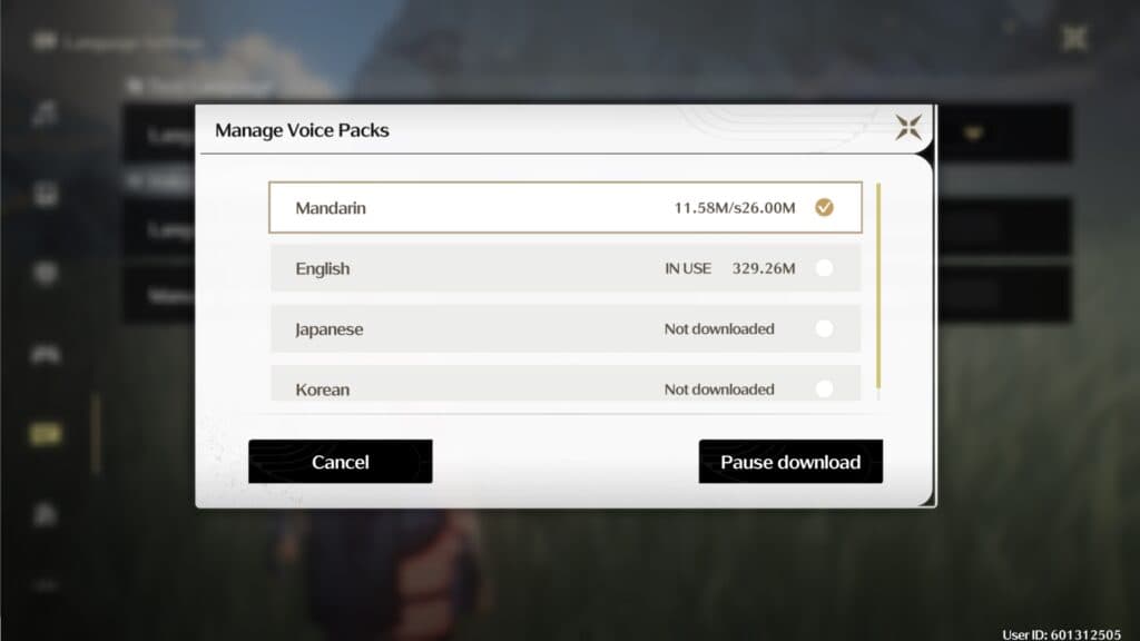Wuthering Waves comes with four choices of Voice-Over Languages
