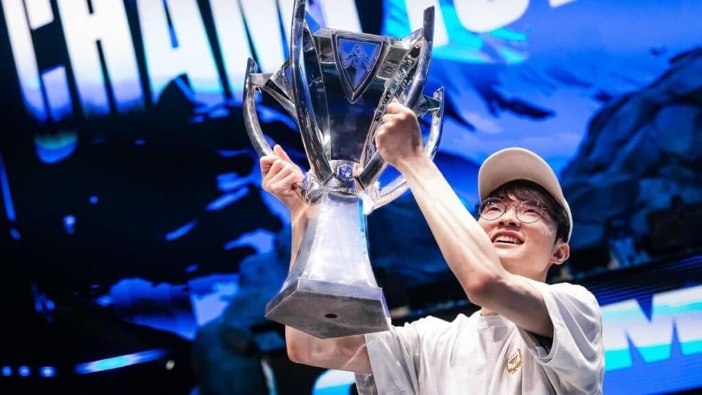 Faker won Worlds 2023 (Image via LoL Esports)