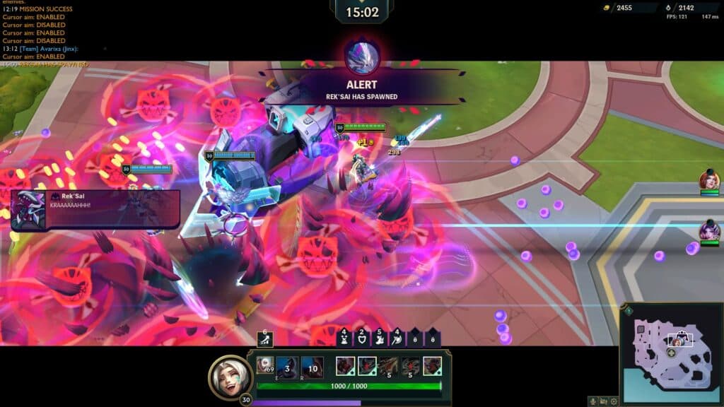 The start of the Rek'Sai boss fight in League of Legends Swarm (screenshot via esports.gg)