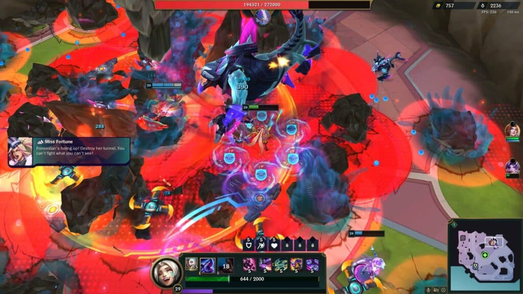 Rek'Sai does a big AoE attack in her boss fight (Screenshot via esports.gg)