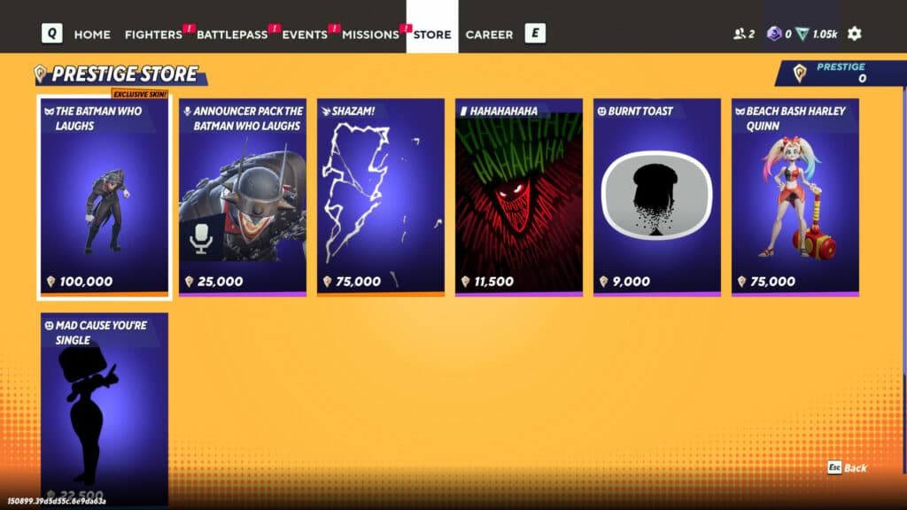 MultiVersus Prestige Store screenshot (Image via esports.gg)
