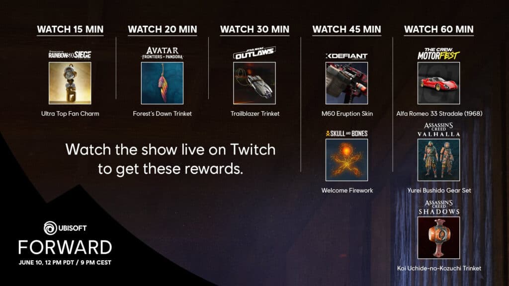 Ubisoft Forward Twitch drops (Image via Ubisoft)