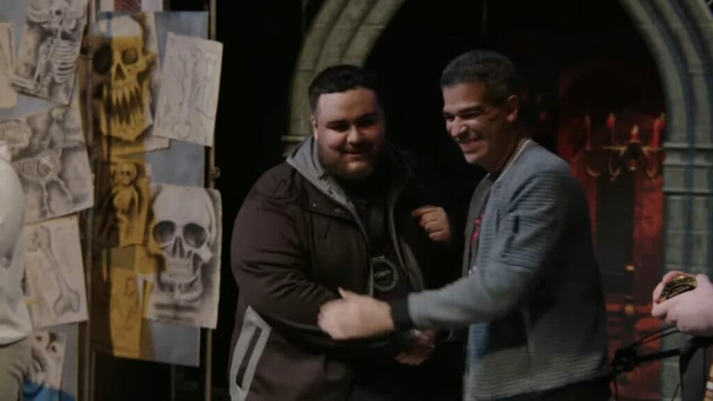 Xombat and Ed Boon at Final Kombat 2024 (Image via Warner Bros. Games and NetherRealm Studios)