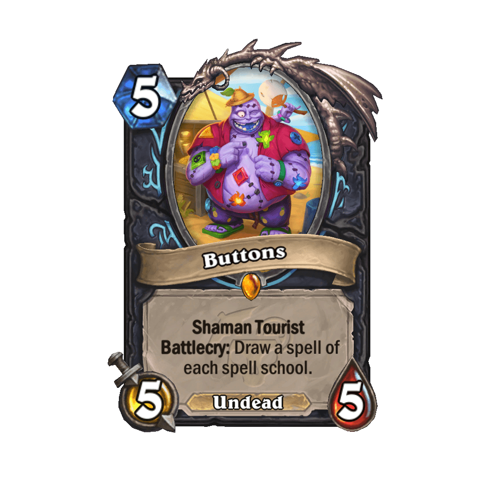 Buttons is another Hearthstone Perils in Paradise card (Image via Blizzard Entertainment)