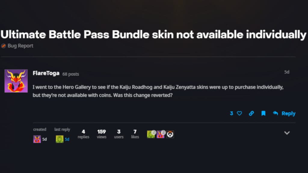 Screenshot of FlareToga's post (Image via Blizzard Entertainment)