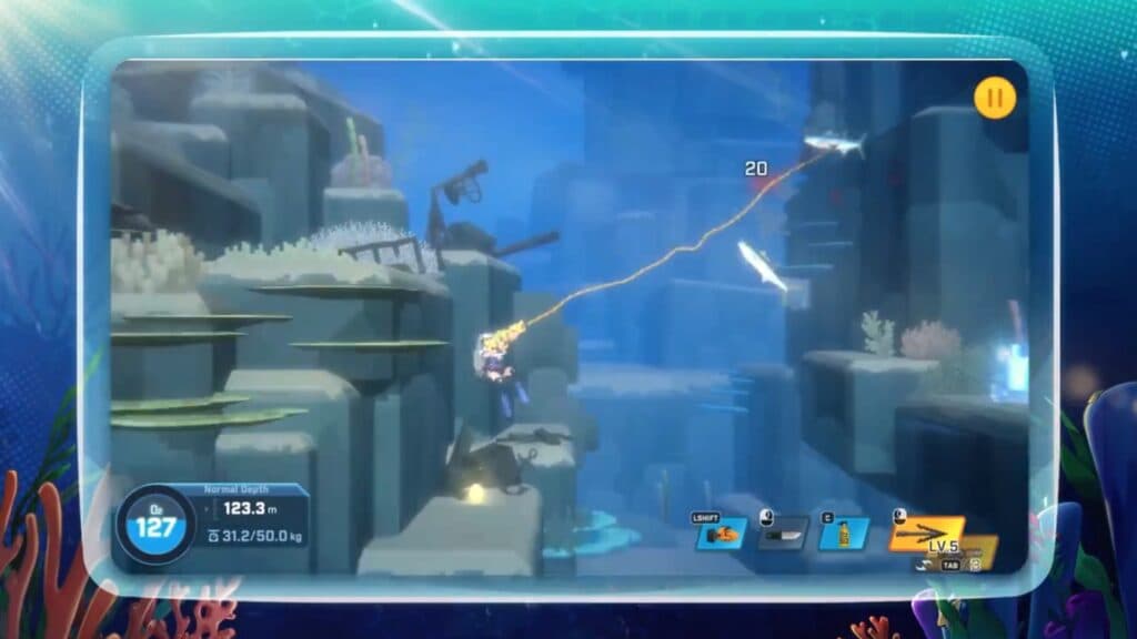 The NIKKE x Dave the Diver minigame