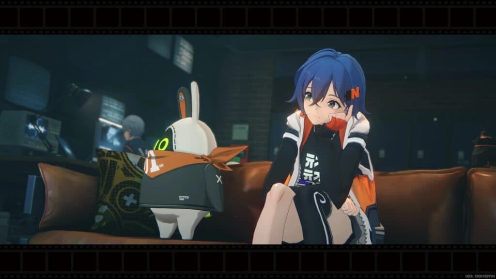 Belle and her <a href="https://esports.gg/guides/zenless-zone-zero-zzz/what-are-bangboos-zenless-zone-zero/" target="_blank" rel="noreferrer noopener">Bangboo</a> in the opening cut-scene of Zenless Zone Zero