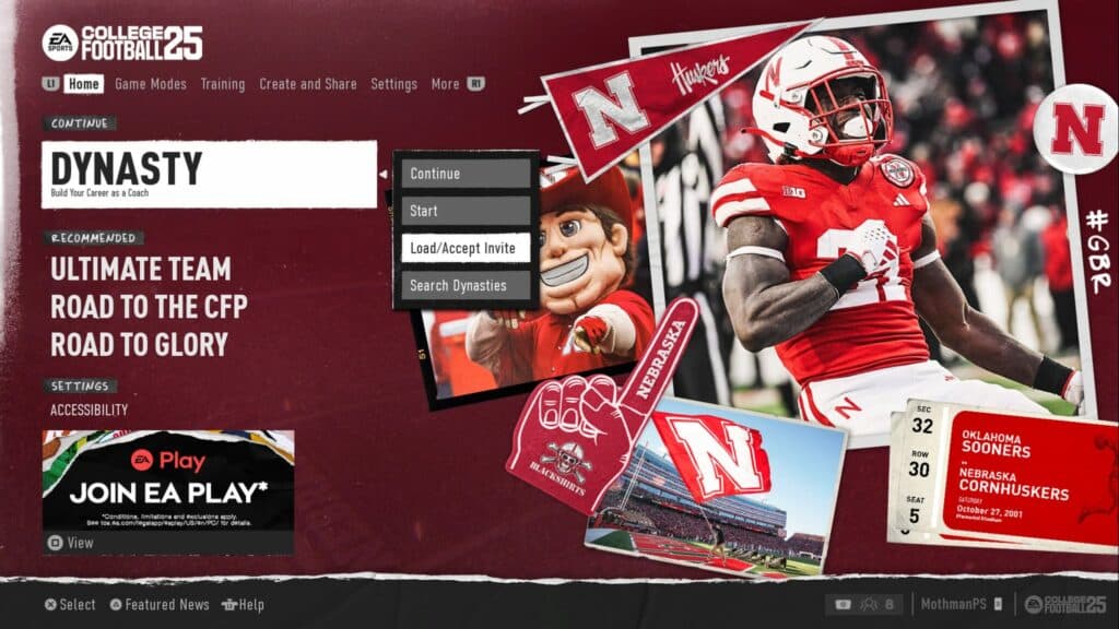 Dynasty can be viewed from the Home or Game Modes section (Screenshot via esports.gg)