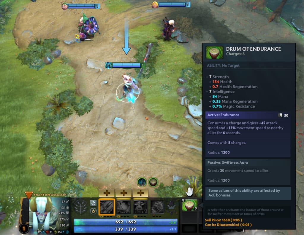 Phantom Assassin with Drum of Endurance (Image via Valve Corporation)